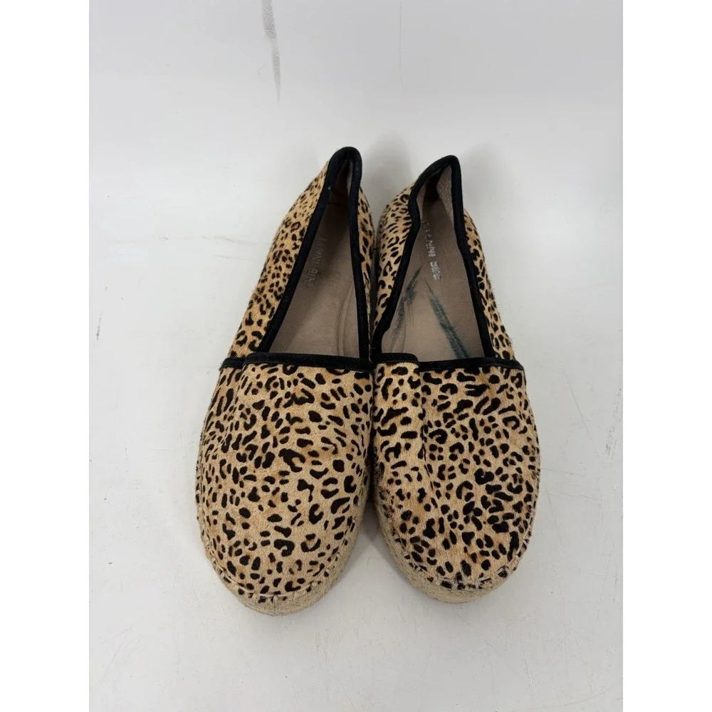 Gianni Bini Leopard Calf Hair Espadrille Platform Loafers Womens 7.5